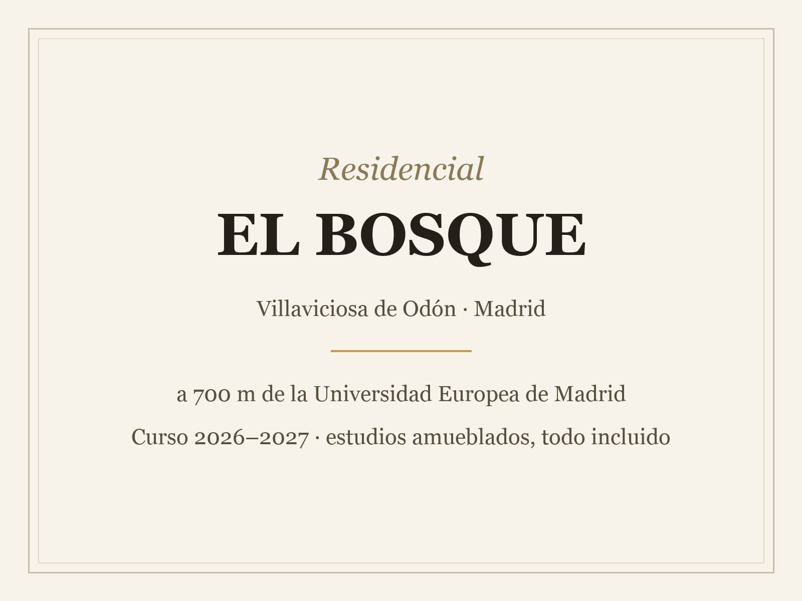 Residencial El Bosque, estudios para estudiantes en Madrid